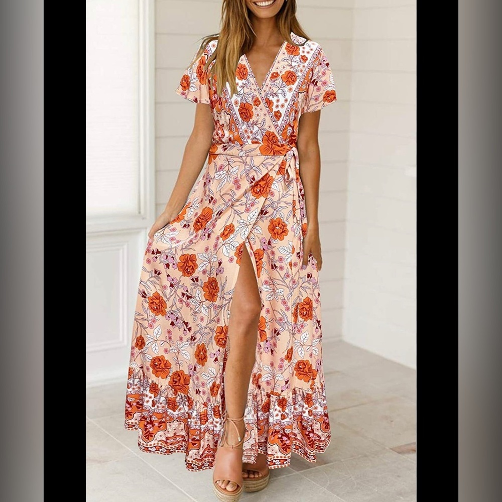 Zesica bohemian floral wrap dress